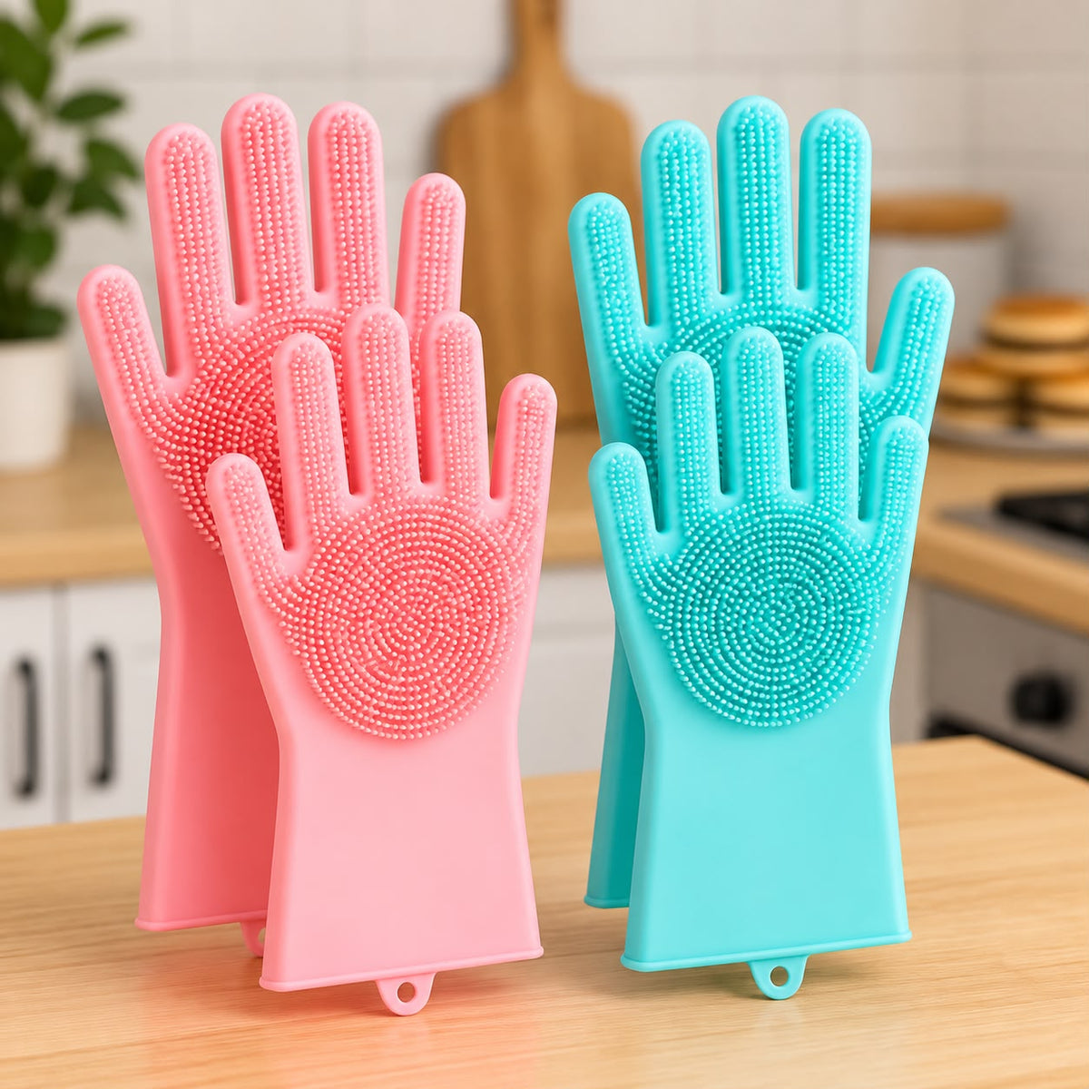 Premium Silicone Dishwashing & Cleaning Gloves – Purple pack of 2