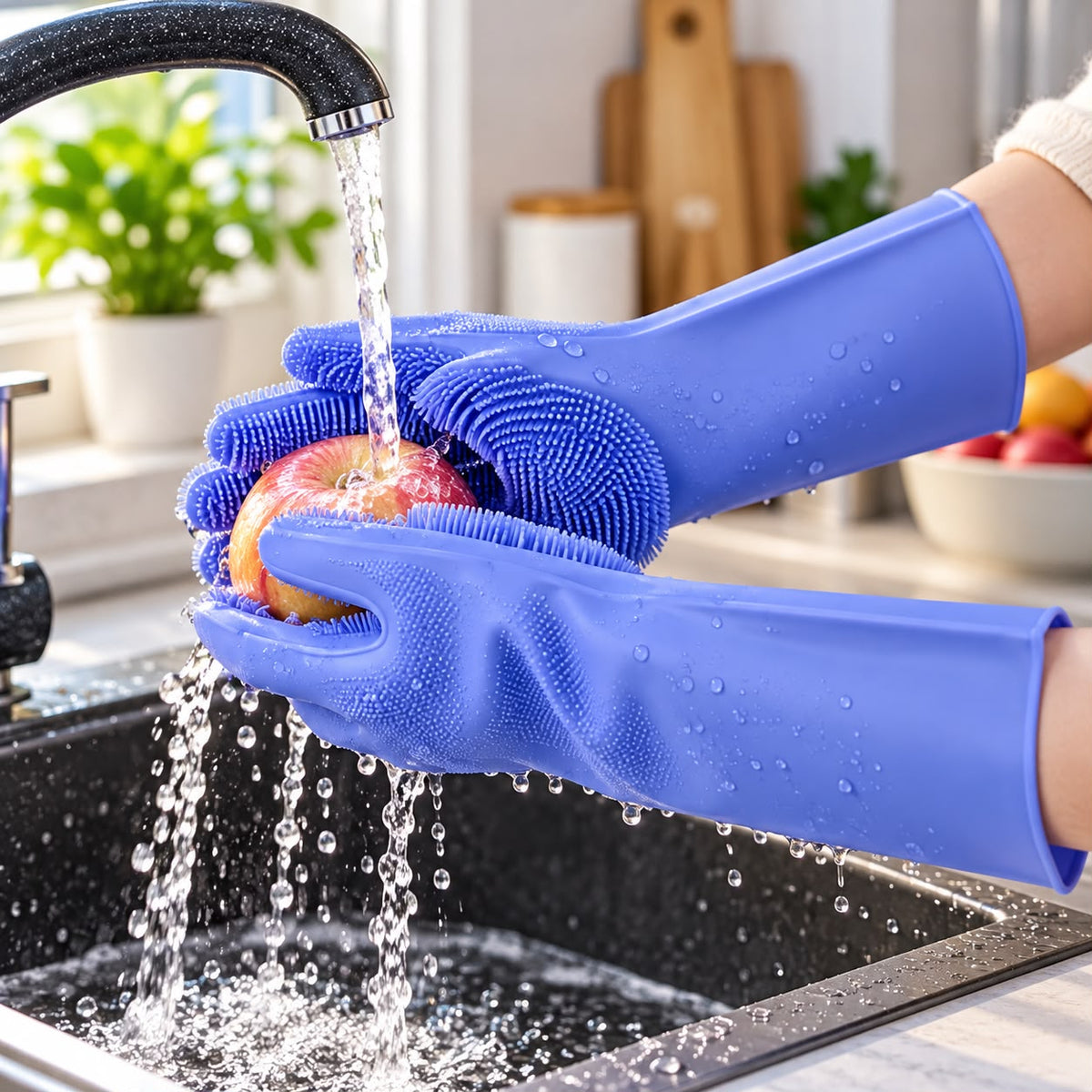 Premium Silicone Dishwashing & Cleaning Gloves – Purple pack of 2