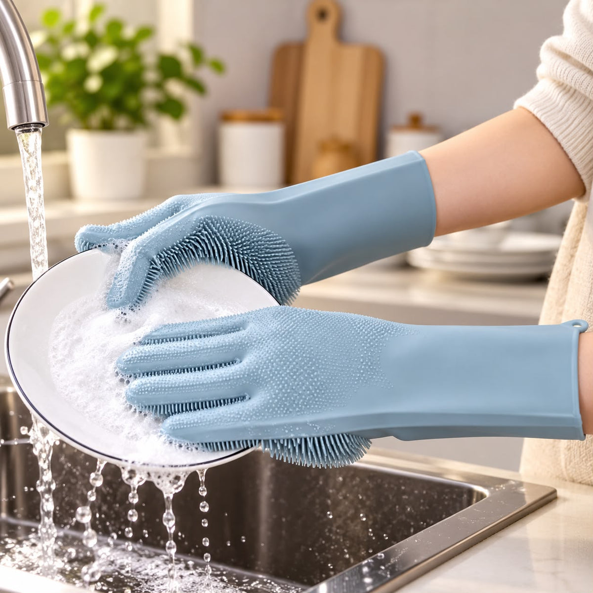 Premium Silicone Dishwashing & Cleaning Gloves – Purple pack of 2